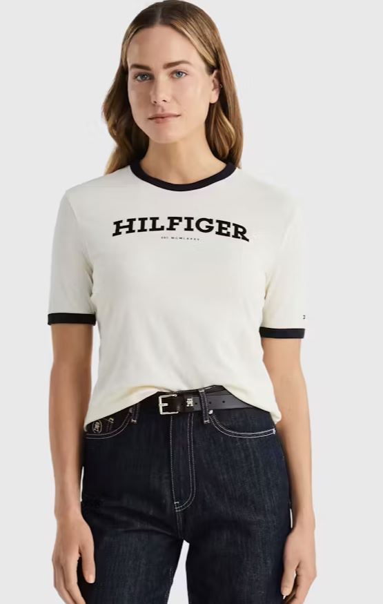 CAMISETA TOMMY HILFIGER MONOTYPE FLOCK MUJER