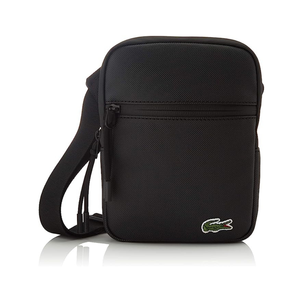 BOLSO LACOSTE FLAT CROSSOVER NEGRO