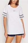 CAMISETA EA7 MUJER BLANCA DETALLE NEGRO EN LAS MANGAS