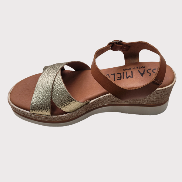 ZAPATO ISSA MIEL CUÑA MEDIA PIEL MUJER
