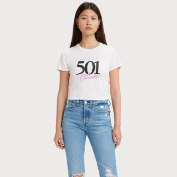 CAMISETA LEVI'S® THE PERFECT 501 BLUES WHITE MUJER