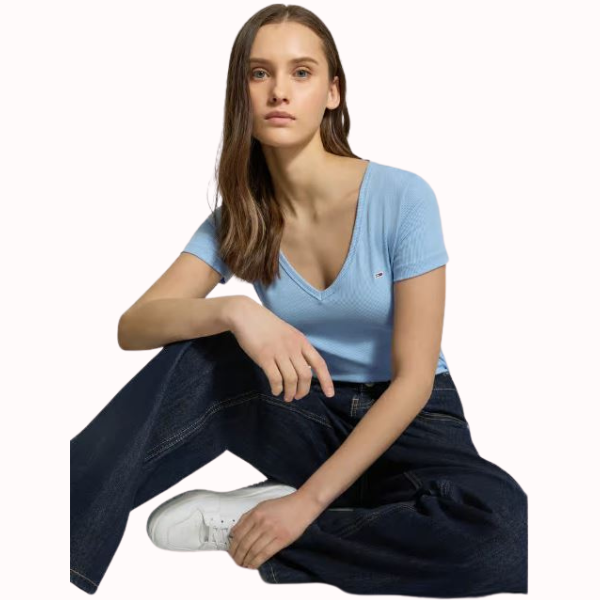 CAMISETA TOMMY JEANS SLIM RIB MUJER