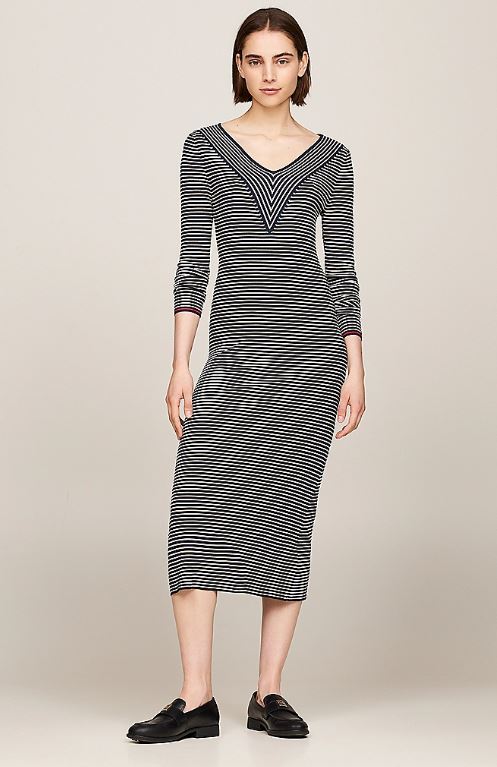 VESTIDO TOMMY HILFIGER MINI STRIPES RIB MUJER