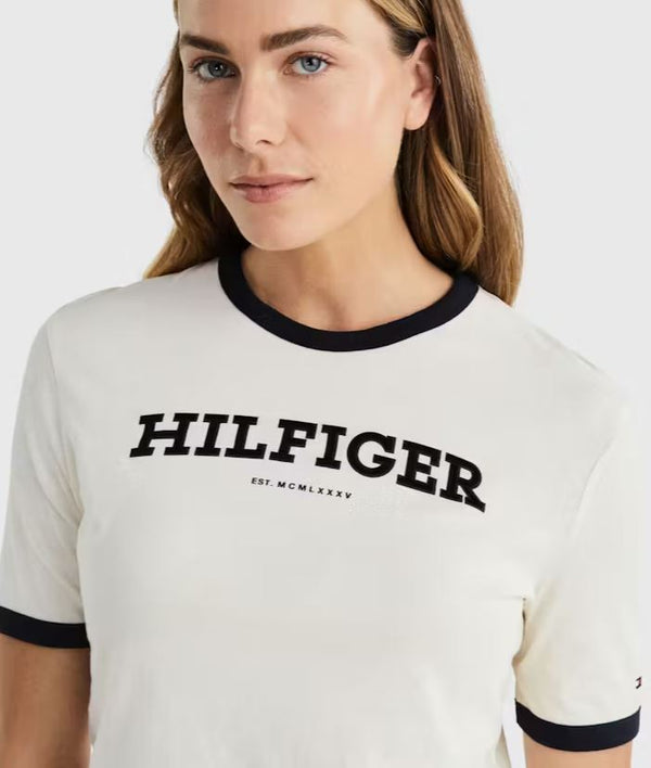 CAMISETA TOMMY HILFIGER MONOTYPE FLOCK MUJER