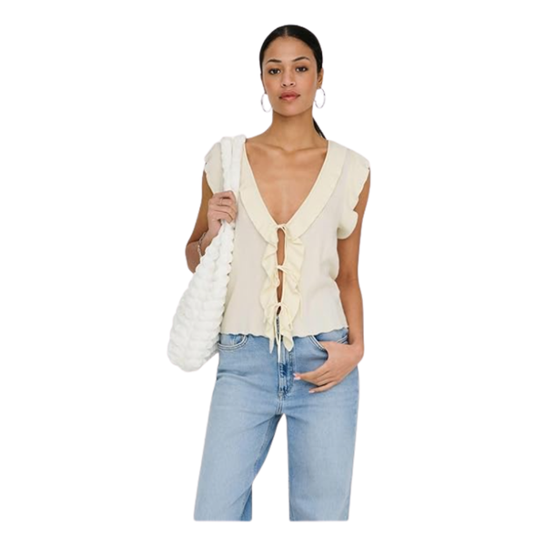 TOP ONLY ONLNELLY SL V-NECK STRING MUJER