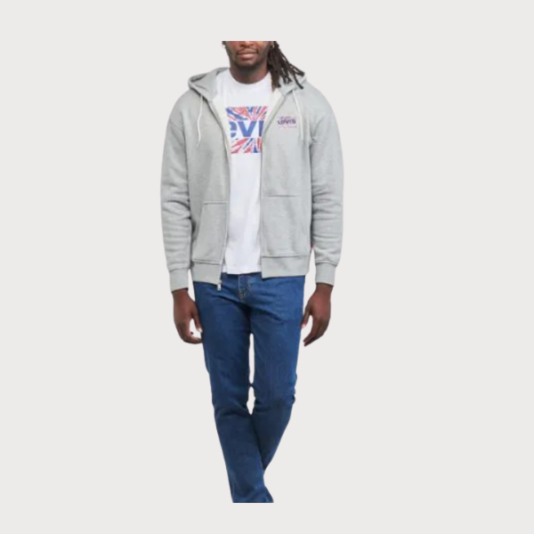 SUDADERA LEVI'S® RELAXED GRAPHIC ZIPUP GREY HOMBRE