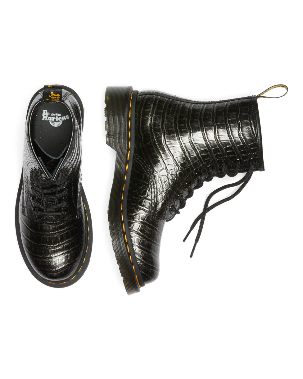 BOTAS  DR. MARTENS 1460 GUN METAL EMBSS MUJER