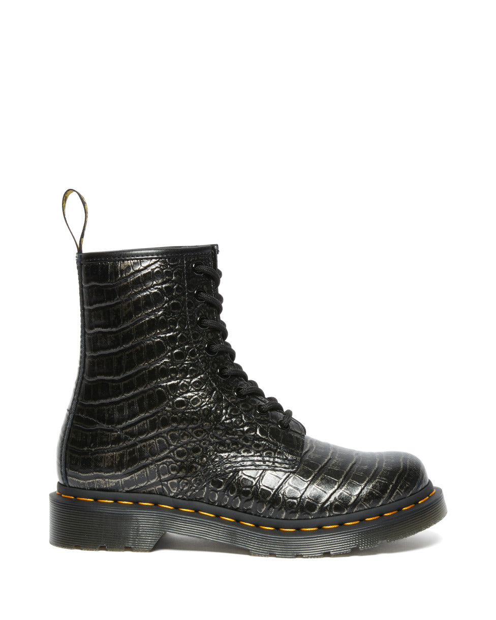 BOTAS  DR. MARTENS 1460 GUN METAL EMBSS MUJER